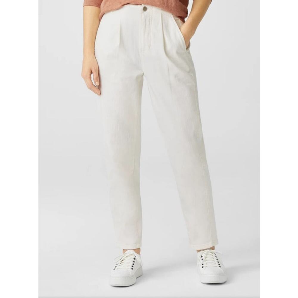 Eileen Fisher Tapered Ankle Pants With Pleats Size 14 New $178.00